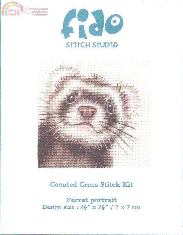 Fido Stitch Studio - Ferret Portrait-Cross stitch Communication / Download  (only reply)-Cross stitch Patterns Scanned