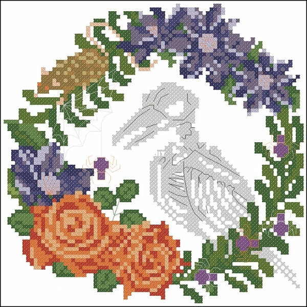 Woeful Wreath by Bobbin and Fred from Just Cross Stitch Halloween