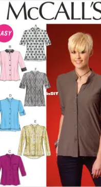 McCalls' sewing pattern no.PDM7018 Misses' button-down tops and tunic