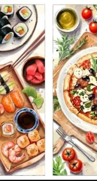 Self-assembled tablecloth.Italian cuisine by Elena Lartsova and Anna Petunova