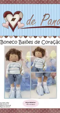 Atelier Coração de Pano - Dayanna Carlson - Boneco Balões de Coração - Portuguese