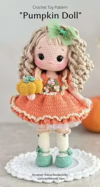 Cute Pattern By Ya - Crochet Friends Toys - Elena Bondarenko - Pumpkin Doll