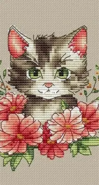 Kitty-cat With Flowers by Olga Smirnova
