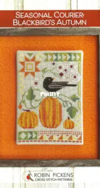 Robin Pickens Cross Stitch Patterns - Seasonal Courier - Blackbird's Autumn