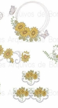 Requinte Martrizes -  Pacote Girassol Bordado a Maquina - Sunflower Package - Machine Embroidery  Portuguese