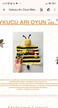 Saresdesings - Huriye Menekşe - Sleepy Bee Play Mat - Uykucu Arı Oyun Matı - Turkish