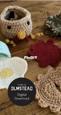 Olmstead Home - Allison - Hennifer Chicken Crochet Coaster Set