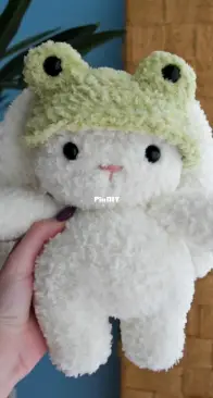 Crochet bunny in frog hat