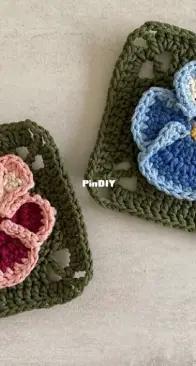 Made by Lisek - Anna Lisek - Pansy Granny Square - Free