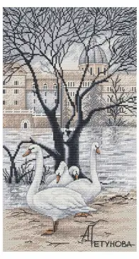 Green Terrace - Swans by Anna Petunova