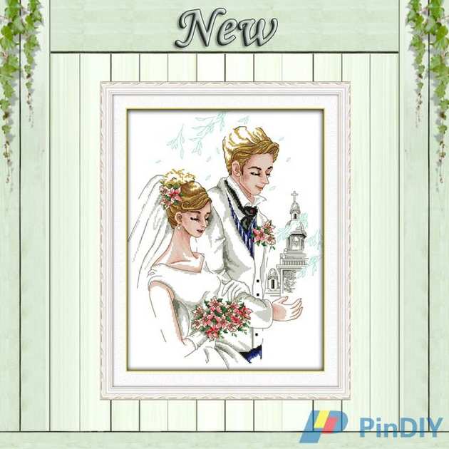Wedding-couple-beautiful-bride-diy-painting-counted-printed-on-canvas-DMC-11CT-1.jpg