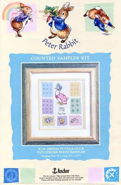 JC19 Jemima Puddle-Duck Patcwork Birth Sampler 1sm.jpg