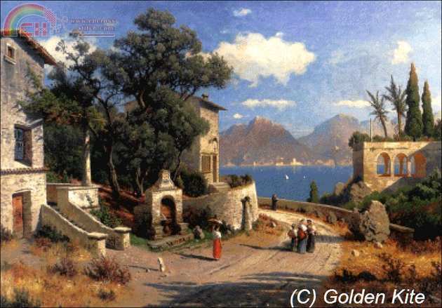 1288 An Italian Village by a Lake.jpg