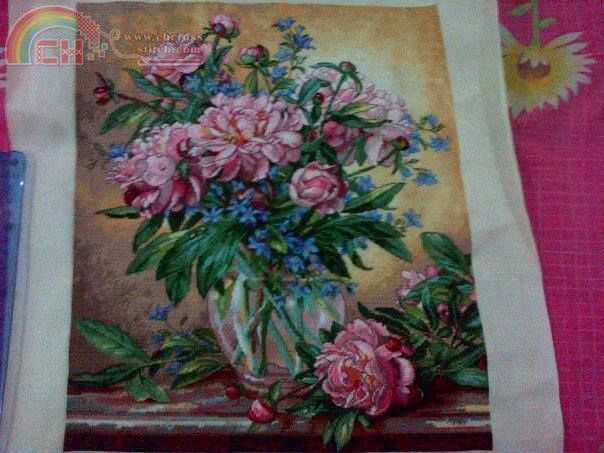 DIM- peonies & canterburry bells uk. 30x 36 cm.jpg