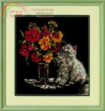 Dimensions - 35180 - Cat And Flowers