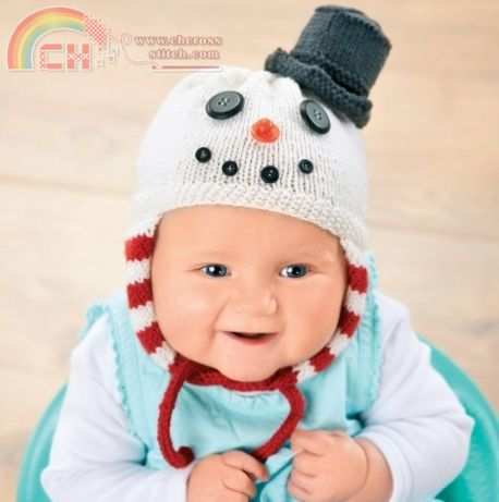 Artic Snowman Baby Hat Knitting Pattern