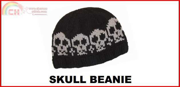 Polar Knits Skull Beanie Hat Pattern Worsted Yarn