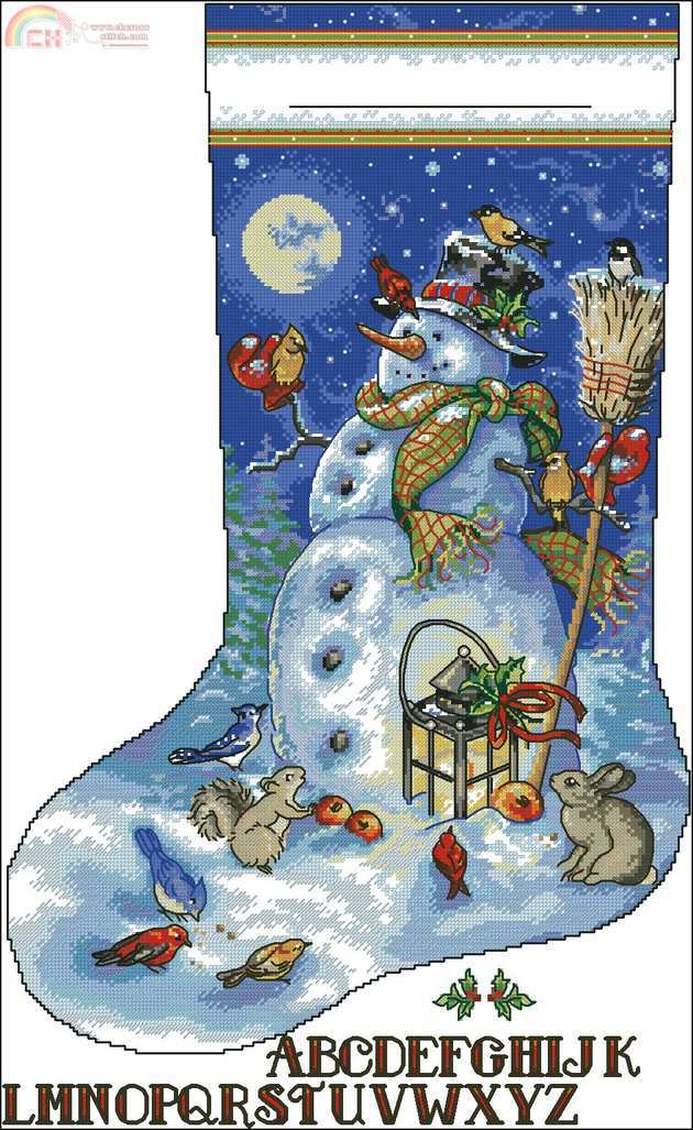 Dimensions 08839 Snowman Friends Stocking cust thrd.jpg