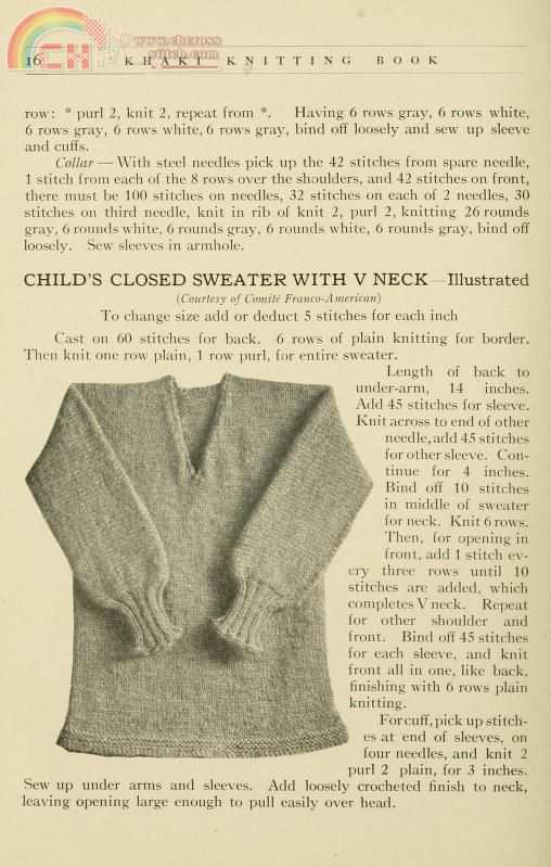 1917 Khaki knitting book edited by Olive Whiting