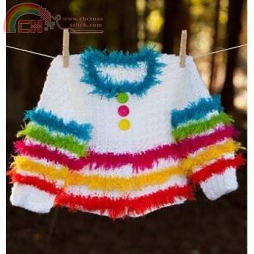 Crocheted Bright Stripes Cardi