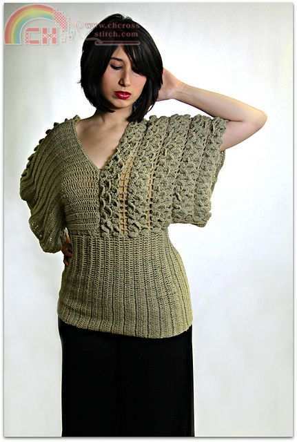 Crocodile Stitch Kimono Top by Bonita Patterns