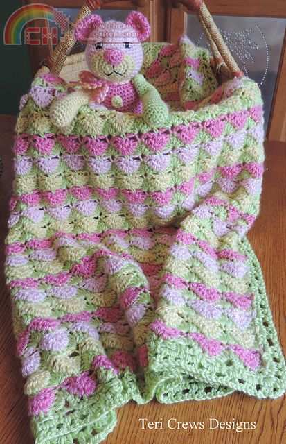 Petal Baby Blanket and First Bear.JPG