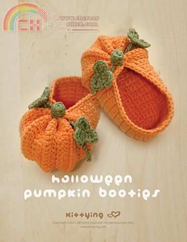 Halloween Pumpkins Baby Booties by Kittying.jpg