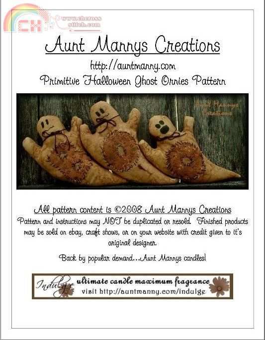 Aunt Mannys Creations - Primitive Halloween Ghost Ornies.JPG