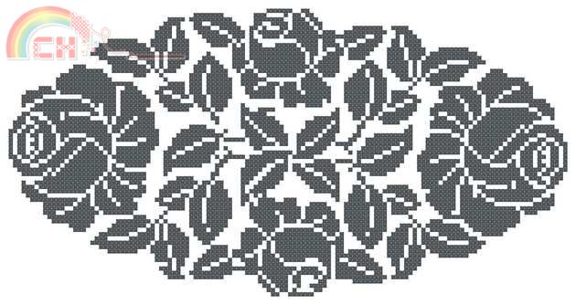 Oval roses (130 x 67 stitches)