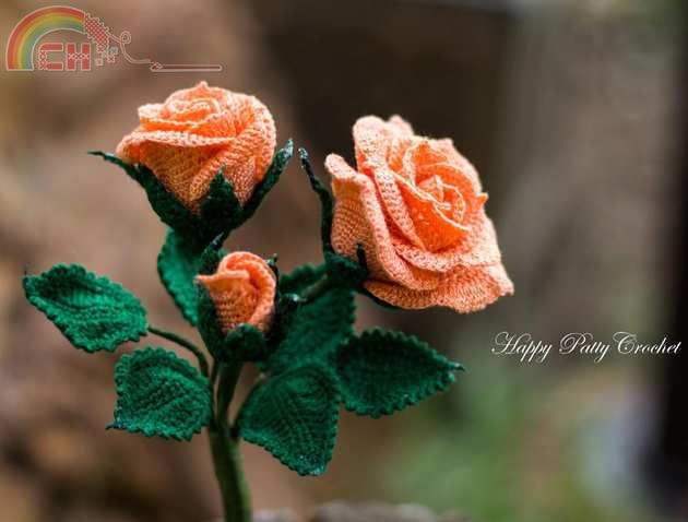 Happy Patty Crochet - Spray Rose - Bud, Half Open, Open.jpg