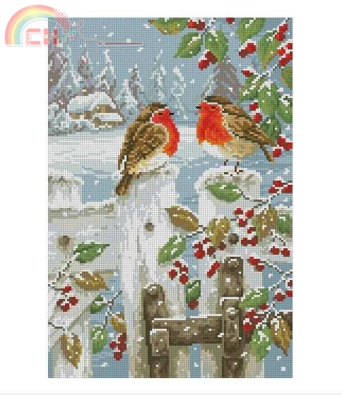 DMC Kanaviçe 037 robins in the snow, christmas.jpg