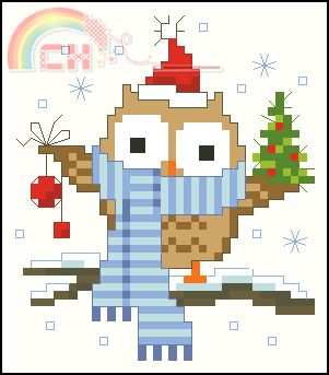 Vervaco PN-0147604 Kruidenzakje uil met kerstmuts.jpg