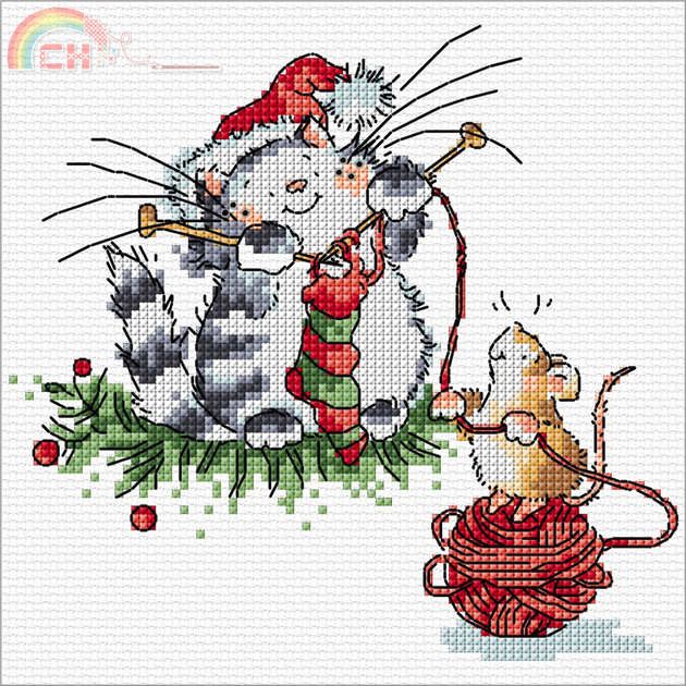 Margaret Sherry SLKD26 stocking knitting Christmas cat and mouse pic.jpg