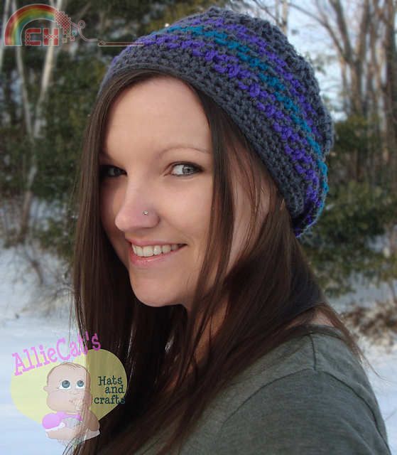 AllieCats Hats and Crafts- RaeLynn Orff- Pixels and Peaks Reversible Slouch.JPG