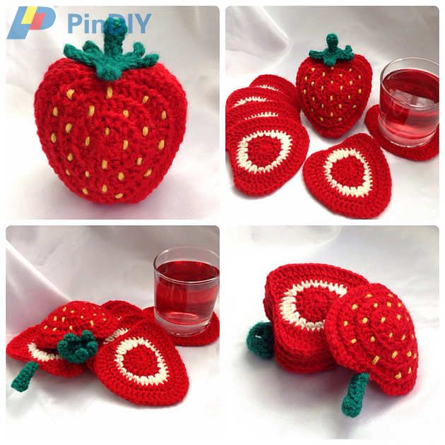 Strawberry Coaster Set- LingRyan - Hooked on Pattens.jpg
