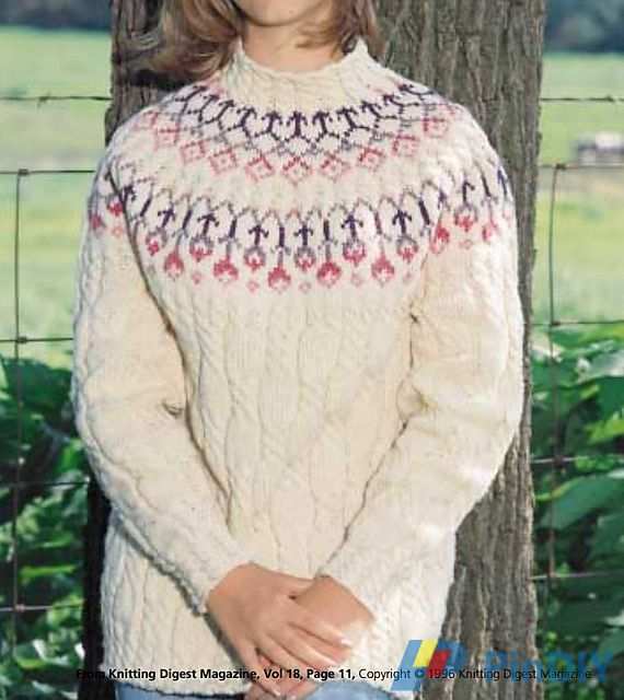 Floral Cable Pullover  by Diane Zangl