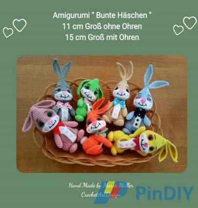 Crochet Art Design- Maria Muller- Amigurumi Colorful Bunnies - Russian