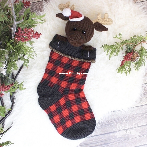 Moose Woodland Christmas Stocking - Croch-Eh Patch.jpg