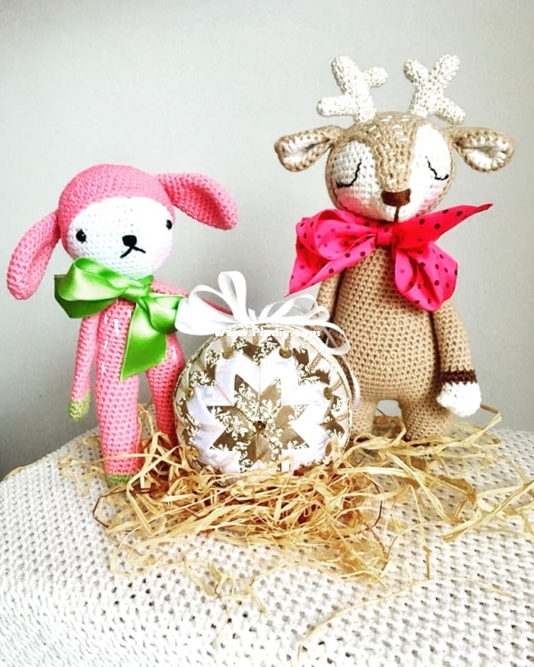 Crochet doll and reindeer
