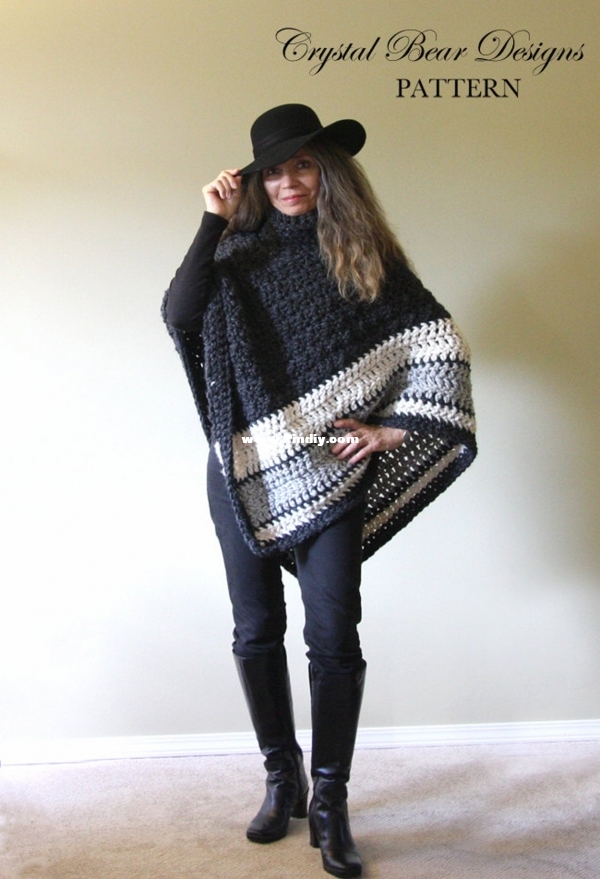 Crictal Bear Designs Chunky Turtleneck Poncho