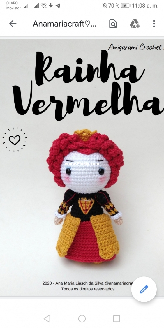 Rainha vermelha. Reina roja, anamariacraft 