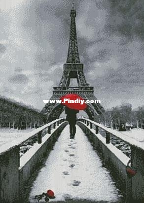 Red Umbrella at the Eiffel Tower
