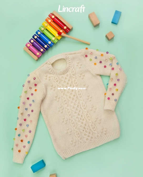 P031 Children’s Cabled Sweater with Beads.jpg