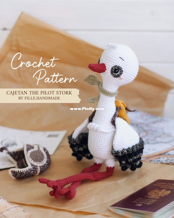 Fille.Handmade - Wiola - Amigurumi World Tour 2020 - Cajetan the Pilot Stork