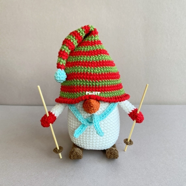 Skier Snowman Gnome Happy Dolls Handmade Julia Negovorina .jpg