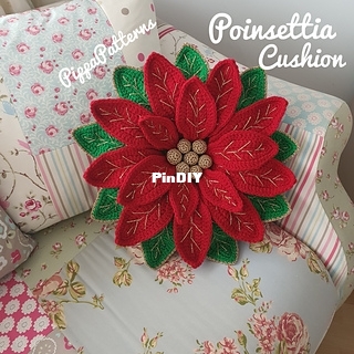 Poinsettia Cushion - Connie Rockliff - Pippa Patterns