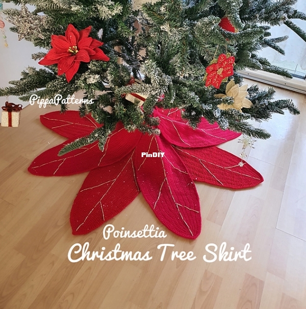 Poinsettia Christmas Tree Skirt