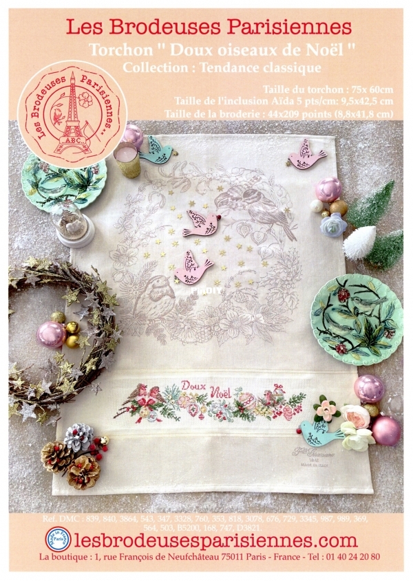 Les Brodeuse Parisienne Torchon Doux oiseaux de Noel (2).jpg