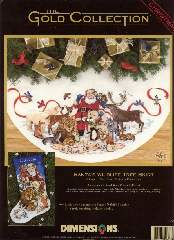 Dimensions 8565 Santa&#039;s Wildlife Tree Skirt.jpg
