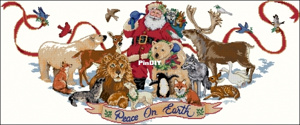 Dimensions 8565 Santa&#039;s Wildlife Tree Skirt-DIM.jpg